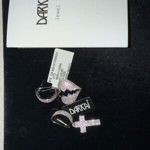 Silver and Purple Women's Earrings